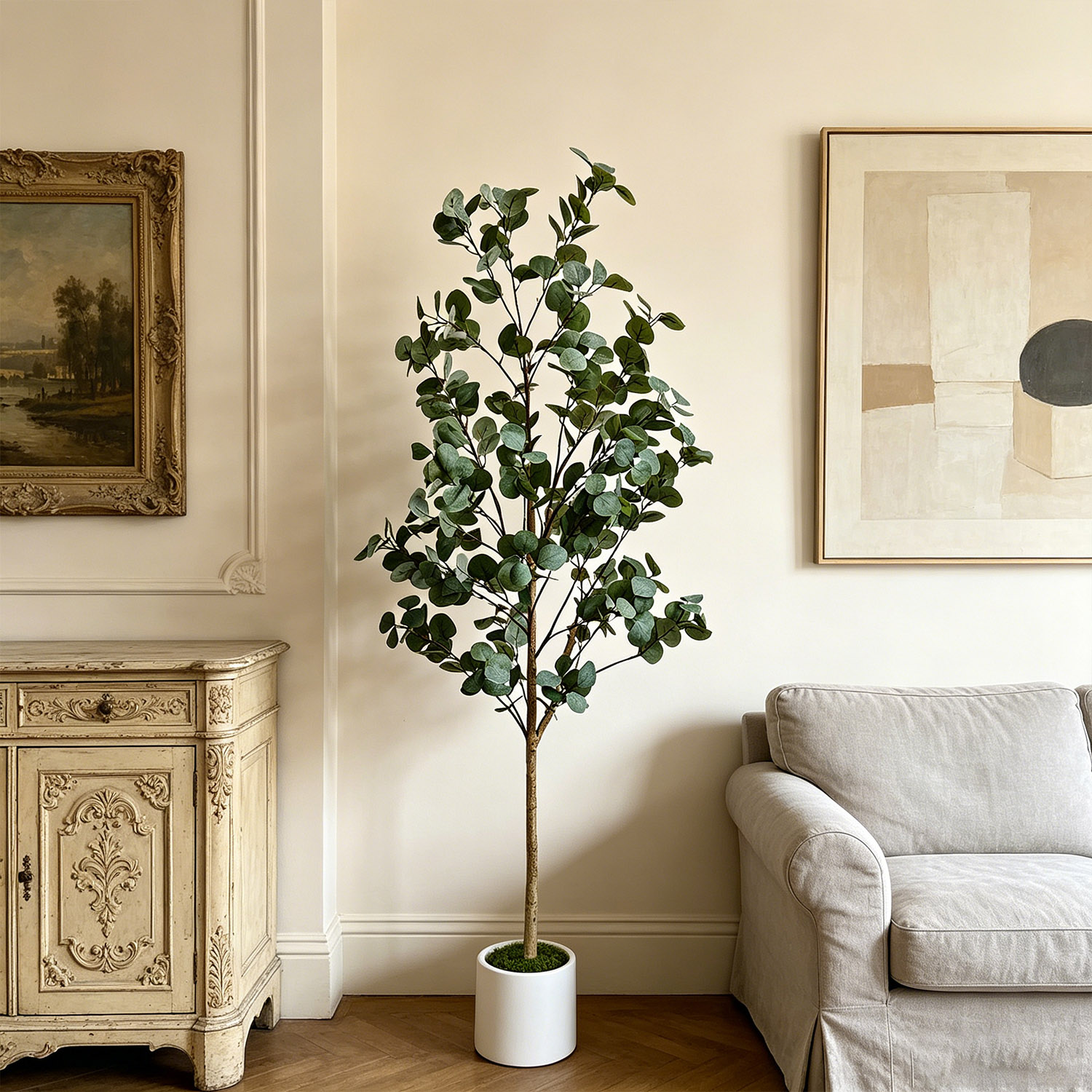Ficus Lyrata Tree - Árvore de Eucalipto Artificial de 120-155Cm/5.1Ft,